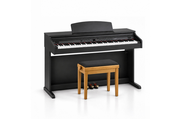 Classic Cantabile Banc De Piano Modèle A Chêne Mat Velours Noir image 4