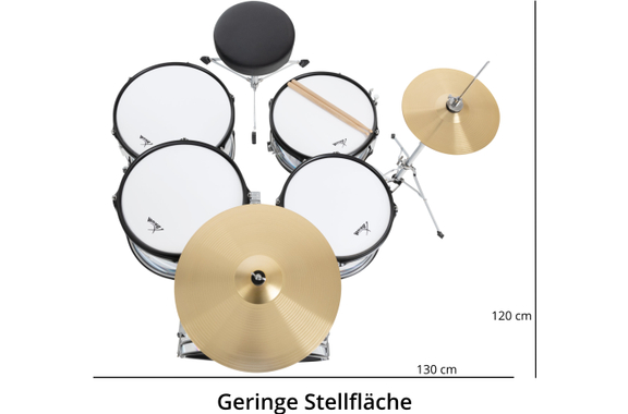 XDrum Junior Pro Kinder Schlagzeug Laser Silver inkl. Schule image 4