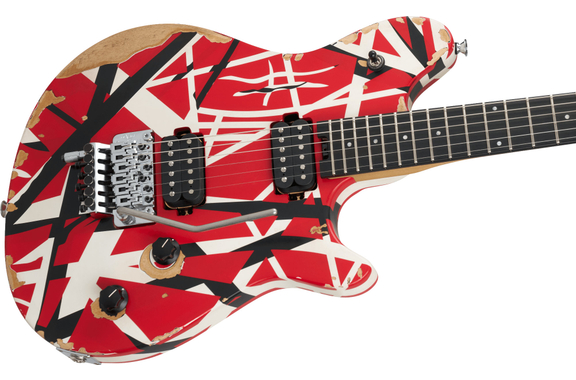 EVH Limited Edition Wolfgang Special Striped Series Red with Black and White Stripes image 4