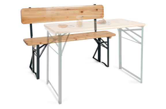 Stagecaptain BBB-119 Hirschgarten Beer Tent Bench with Backrest 119 cm Natural image 4