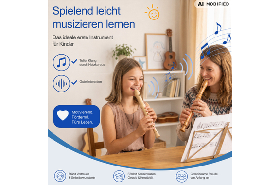 Classic Cantabile Stella Blockflöte Ahorn deutsch Set inkl. Flötenschule "Aller Anfang ist leicht" image 4