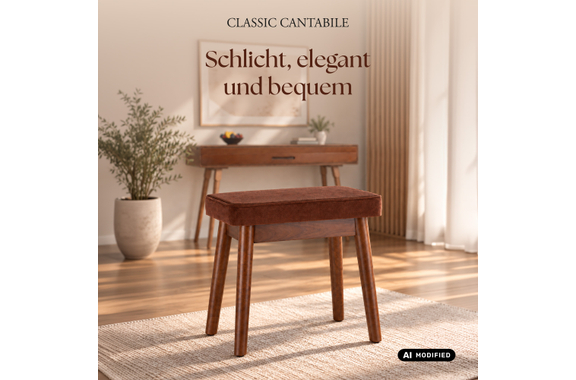 Classic Cantabile Banquette De Piano Design Velours Noyer image 4