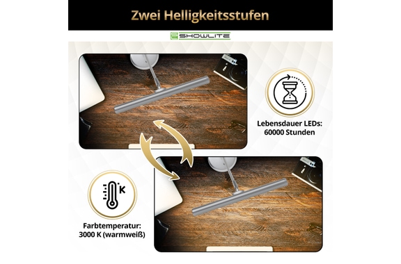 Showlite WW LED Pianoleuchte Silber matt image 4