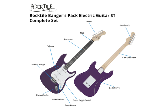 Rocktile Banger's Pack Set de Guitares Électriques, 8 pièces Violet image 4