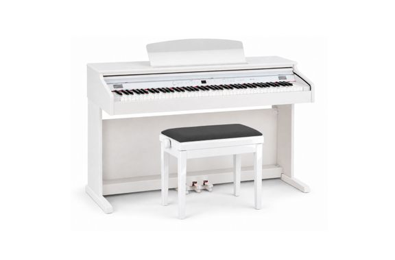 Classic Cantabile Banc De Piano Modèle A Blanc Laqué Velours Noir image 4