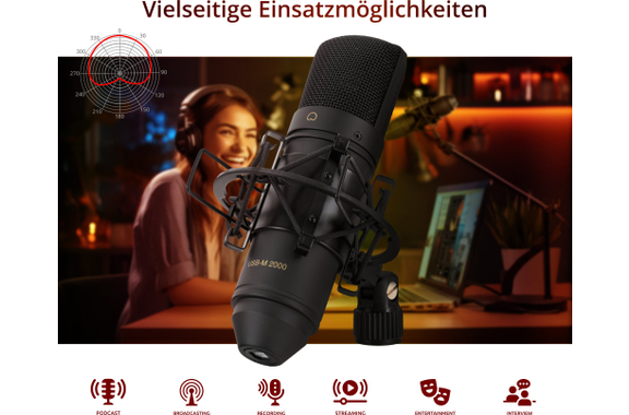 Pronomic USB-M 2000 BK Podcast condensatormicrofoon image 4