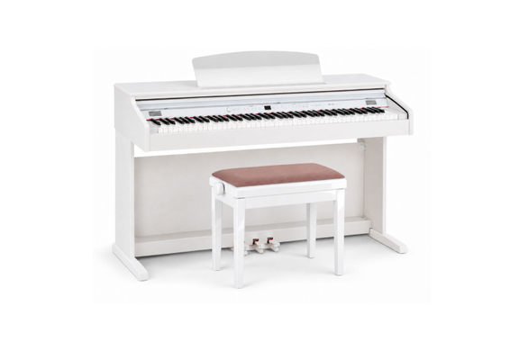 Classic Cantabile Banquette De Piano Modèle A Blanc Laqué Velours Rosé image 4