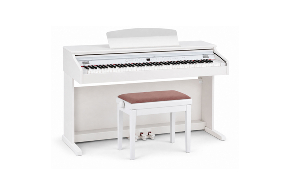 Classic Cantabile Banc De Piano Modèle A Blanc Mat Velours Rouge image 4