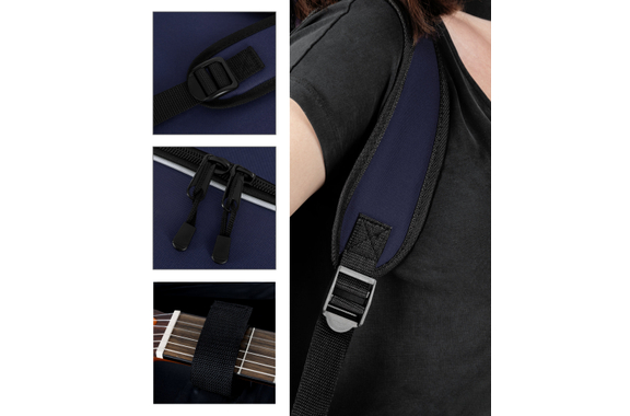 Housse Classique Rocktile Pour Guitare 3/4 & 7/8 - Rembourrée Avec Harnais Sac À Dos Bleu image 4