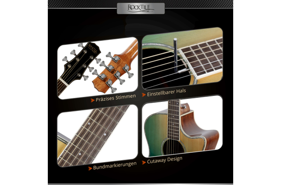 Rocktile WSC-150C-GN/BU Chitarra Western Verde/Blu image 4