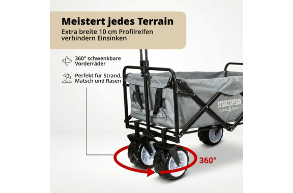 Stagecaptain Bollycart-907 GY Bollerwagen ohne Dach Grau image 4