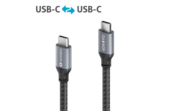 Sonero USB-C to USB-C Charging Cable 60W Gray/Black 0.5 m image 4