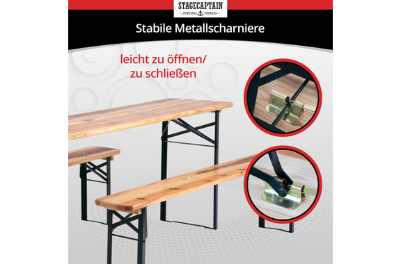 Juego De Muebles De Carpa De Cerveza Stagecaptain Hirschgarten Para Balcón 177 cm Natural 5x Set image 4