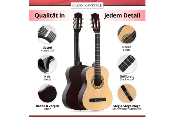 Classic Cantabile Acoustic Series AS-851 1/2 Konzertgitarre Starterset  - Retoure (Zustand: sehr gut) image 5