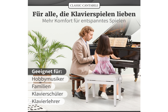 Classic Cantabile Pianobank Weiß Hochglanz  - Retoure (Zustand: sehr gut) image 5
