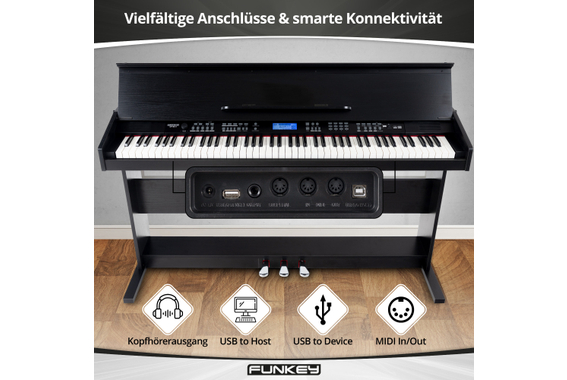 FunKey DP-88 II Digitalpiano zwart set met keyboardbank, koptelefoon en pianoles image 5