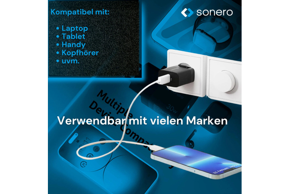 Sonero 30W Adattatore Di Alimentazione USB-C GaN PD Nero image 5
