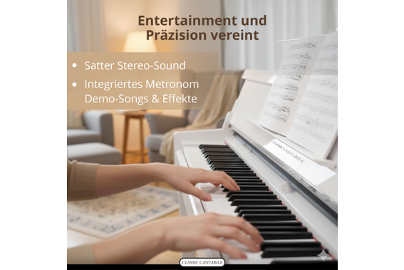 Classic Cantabile UP-1 WH Piano Vertical Eléctrico Blanco Brillo Alto - Devolución (Daño en el Embalaje) image 5