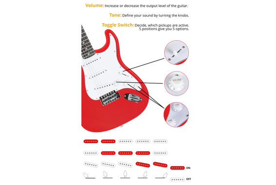 Rocktile Banger's Pack Set De Guitarras Eléctricas, 8 Piezas Rojo image 5