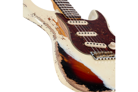 Fender Custom Shop 1963 Super Heavy Relic Stratocaster Super Faded Aged Vintage White over 3-Tone-Sunburst image 5
