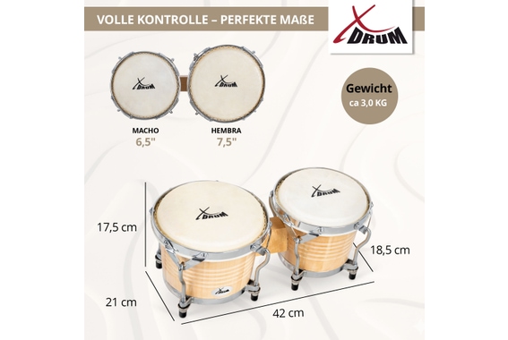 XDrum Bongos Pro Natur Set incl. Standaard image 5