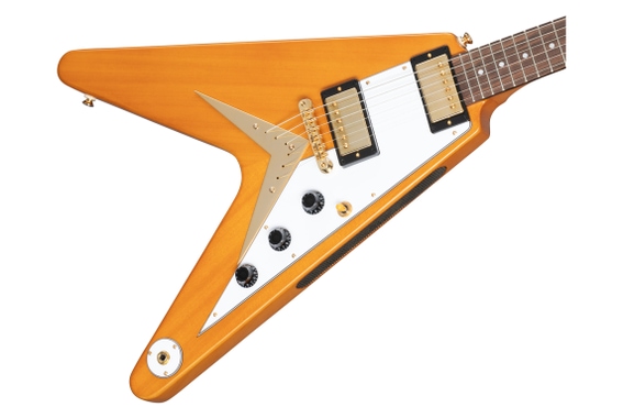 Epiphone 1958 Korina Flying V (White Pickguard) Aged Natural image 5