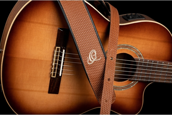 Ortega OSCU-5 Gitaarband Echtleder Tan Braid image 5