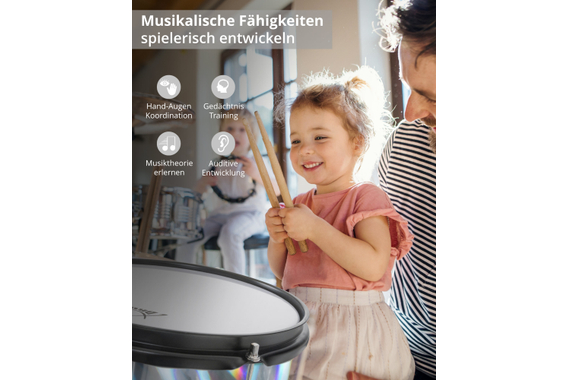 XDrum Junior Pro Kinder Schlagzeug Laser Silver inkl. Schule  - Retoure (Zustand: sehr gut) image 5