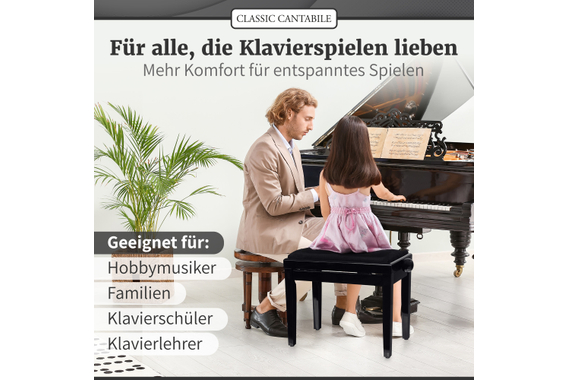 Classic Cantabile Pianobank Schwarz Hochglanz  - Retoure (Zustand: gut) image 5