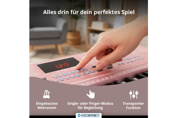 McGrey LK-6120-MIC Clavier À Touches Lumineuses Avec Micro - Set Rose Avec Housse image 5
