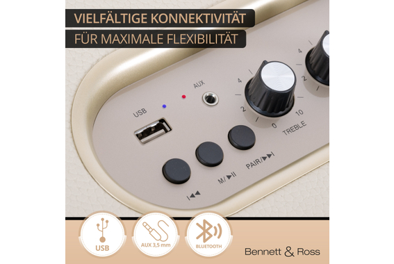 Bennett & Ross BB-880CW Blackmore Giant Bluetooth Lautsprecher Creme-Weiß  - Retoure (Zustand: gut) image 5