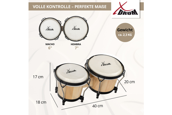 XDrum Bongos Club Natur Set incl. Bongotas image 5