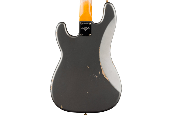 Fender 1960 Precision Bass Relic Super Faded Aged Charcoal Frost Metallic image 5