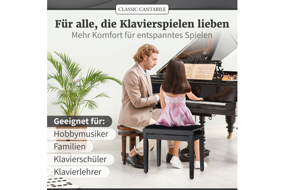 Classic Cantabile Pianobank Schwarz Matt  - Retoure (Verpackungsschaden) image 5