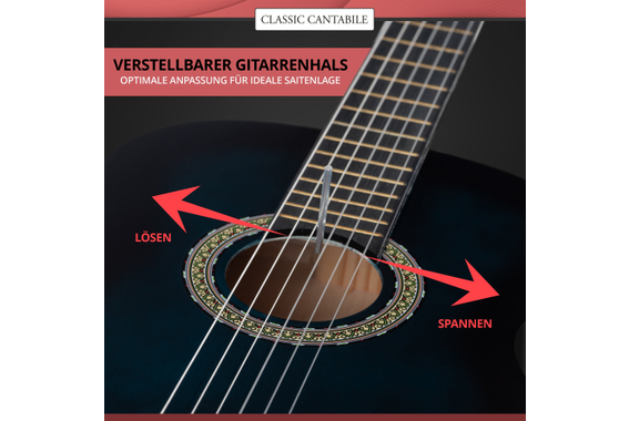 Classic Cantabile Acoustic Series AS-851-BUB 4/4 Chitarra Classica Blueburst image 5