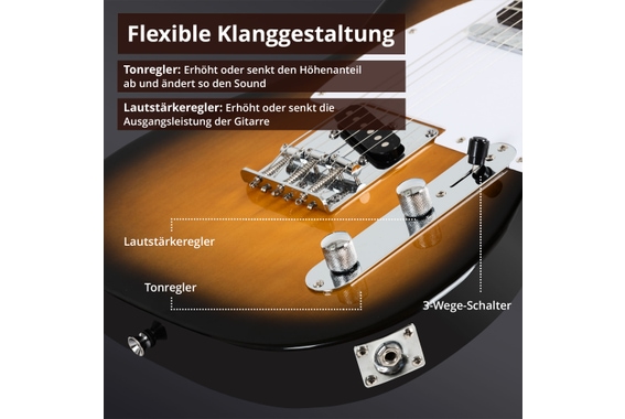 Rocktile Pro TL100-SB Chitarra Elettrica 2-Tone Sunburst image 5