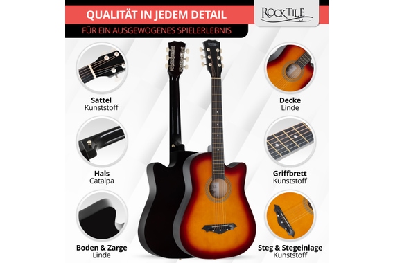 Rocktile WSD-5C-SB Slim Line Westerngitarren Set Sunburst  - Retoure (Zustand: sehr gut) image 5