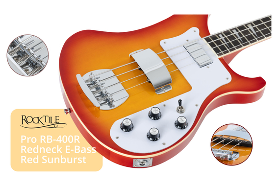Rocktile Pro RB-400R Redneck E-Bass Red Sunburst  - Retoure (Zustand: gut) image 5