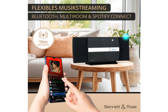 Bennett & Ross Ålesund Vertikal Stereoanlage mit CD/MP3-Player, USB und Bluetooth Schwarz  - Retoure (Zustand: sehr gut) image 5