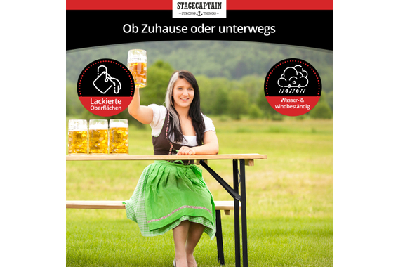 Stagecaptain Hirschgarten Bierzeltgarnitur für Balkon 110 cm Natur 2x Set image 5