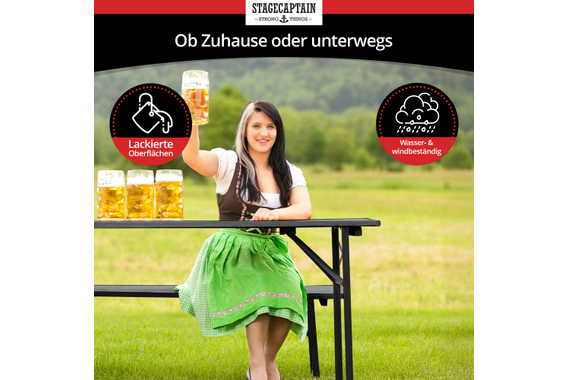 Stagecaptain Hirschgarten Bierzeltgarnitur für Balkon 110 cm Dunkelgrau  - Retoure (Zustand: akzeptabel) image 5