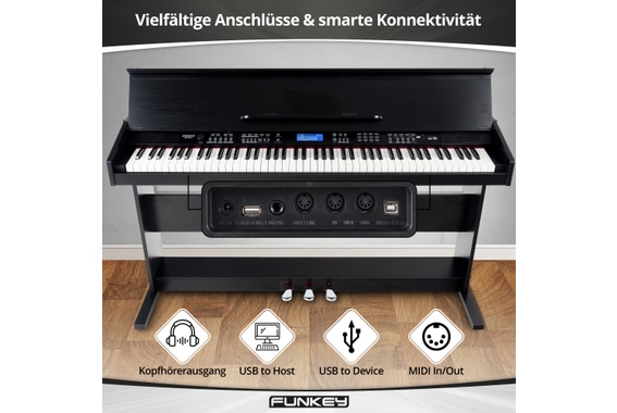 FunKey DP-88 II Digitalpiano schwarz Set mit Economy Keyboardbank, Kopfhörer und Klavierschule image 5