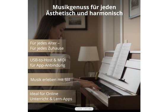 Classic Cantabile UP-1 OM Upright E-Piano Okoume Deluxe Set image 5