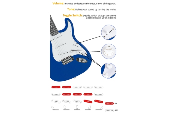 Rocktile Banger's Pack Set de Guitares Électriques, 8 pièces Bleu image 5