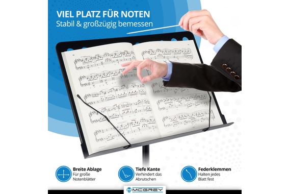 McGrey 11940 Pupitre d'Orchestre en Tôle Perforée avec Pinces à Partitions 3x Set image 5