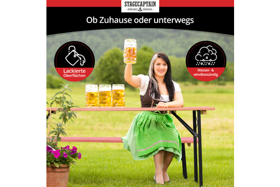 Stagecaptain Hirschgarten Bierzeltgarnitur für Balkon 117 cm Pink  - Retoure (Zustand: gut) image 5