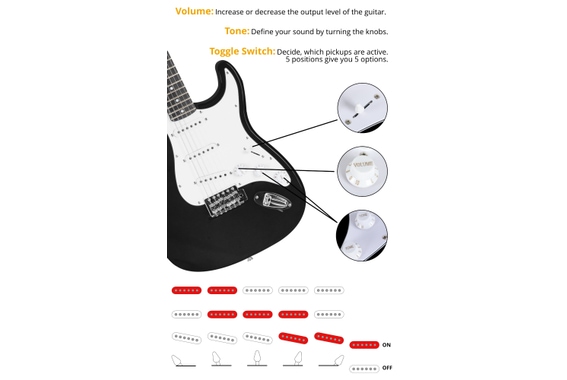 Rocktile L-Pack guitare électrique Red incl. ampli, housse, accordeur, câble,  sangle, Guitare électrique, Top Prix