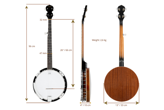 Classic Cantabile BB-5 5-String Banjo  - Retoure (Zustand: sehr gut) image 5