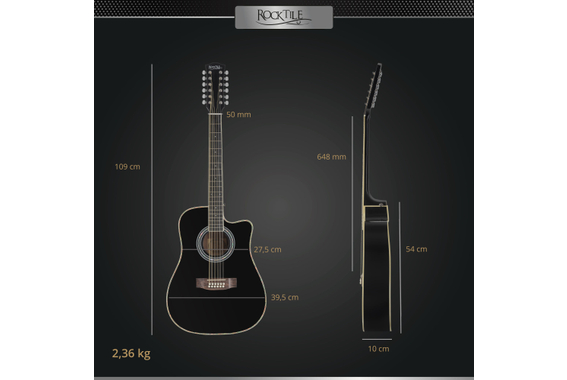 Rocktile WSD12-50C-BK Guitare Western Noire image 5