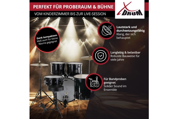 XDrum Rookie 22" Standard Schlagzeug Komplettset Black & inkl. Schule + DVD  - Retoure (Zustand: gut) image 5